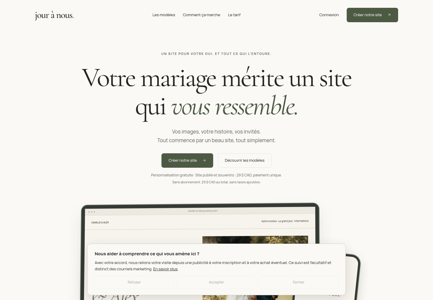 Aperçu du site Jour à Nous